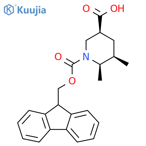 rac-(3R,5S,6S)-1-{(9H-fluoren-9-yl)methoxycarbonyl}-5,6-dimethylpiperidine-3-carboxylic acid structure