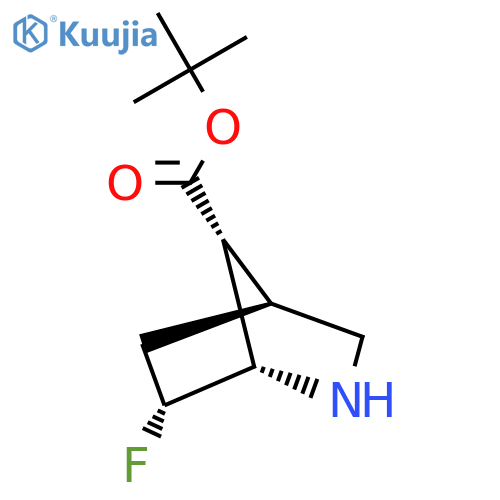 rac-tert-butyl (1R,4R,6S,7S)-6-fluoro-2-azabicyclo2.2.1heptane-7-carboxylate structure