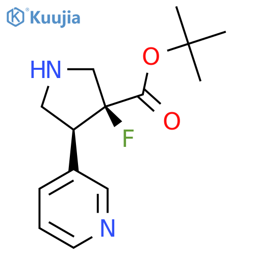 rac-tert-butyl (3R,4R)-3-fluoro-4-(pyridin-3-yl)pyrrolidine-3-carboxylate structure