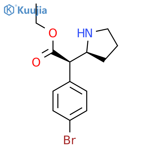 rac-ethyl (2R)-2-(4-bromophenyl)-2-(2S)-pyrrolidin-2-ylacetate structure