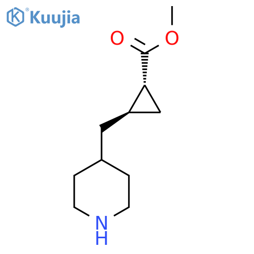 rac-methyl (1R,2R)-2-(piperidin-4-yl)methylcyclopropane-1-carboxylate structure