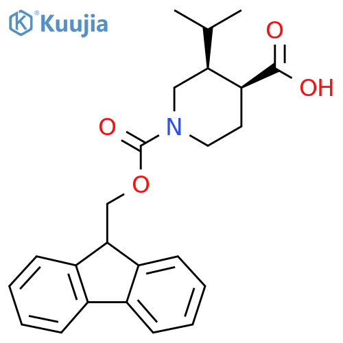 rac-(3R,4R)-1-{(9H-fluoren-9-yl)methoxycarbonyl}-3-(propan-2-yl)piperidine-4-carboxylic acid structure