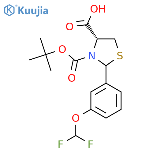 (4R)-3-(tert-butoxy)carbonyl-2-3-(difluoromethoxy)phenyl-1,3-thiazolidine-4-carboxylic acid structure