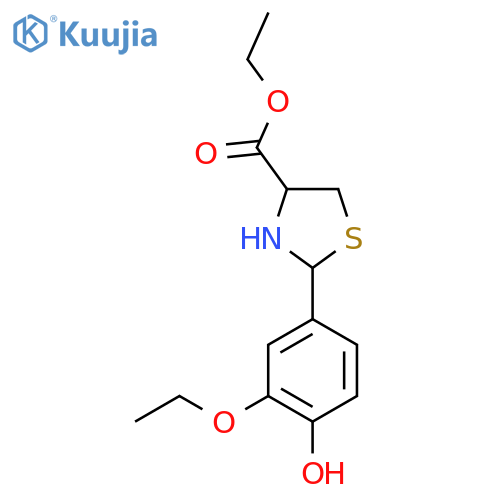 Ethyl 2-(3-ethoxy-4-hydroxyphenyl)-1,3-thiazolidine-4-carboxylate structure
