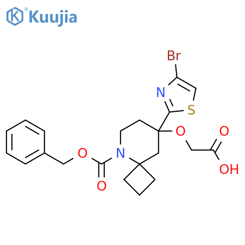 2-({5-[(Benzyloxy)carbonyl]-8-(4-bromo-1,3-thiazol-2-yl)-5-azaspiro[3.5]nonan-8-yl}oxy)acetic acid structure