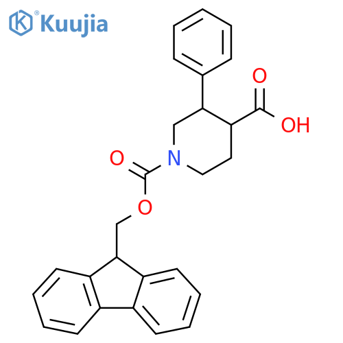 1-{(9H-fluoren-9-yl)methoxycarbonyl}-3-phenylpiperidine-4-carboxylic acid structure