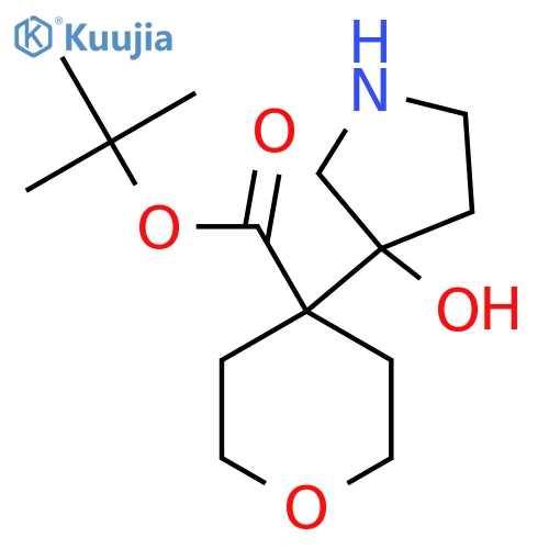 Tert-butyl 4-(3-hydroxypyrrolidin-3-yl)oxane-4-carboxylate structure