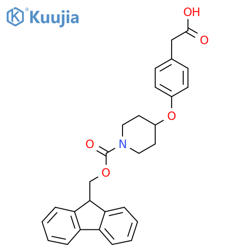 2-{4-(1-{(9H-fluoren-9-yl)methoxycarbonyl}piperidin-4-yl)oxyphenyl}acetic acid structure