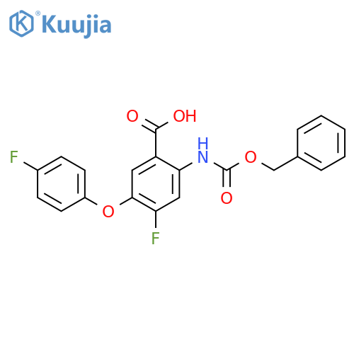 2-{(benzyloxy)carbonylamino}-4-fluoro-5-(4-fluorophenoxy)benzoic acid structure