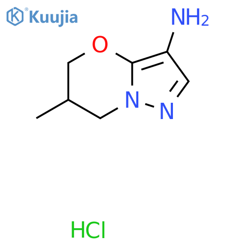 6-methyl-5H,6H,7H-pyrazolo3,2-b1,3oxazin-3-amine hydrochloride structure