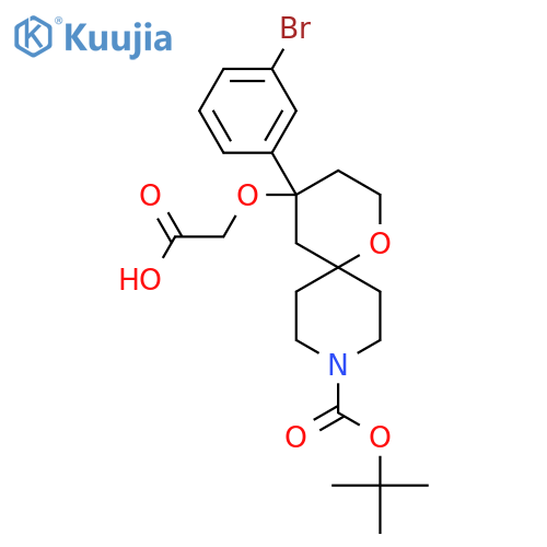 2-{[4-(3-Bromophenyl)-9-[(tert-butoxy)carbonyl]-1-oxa-9-azaspiro[5.5]undecan-4-yl]oxy}acetic acid structure
