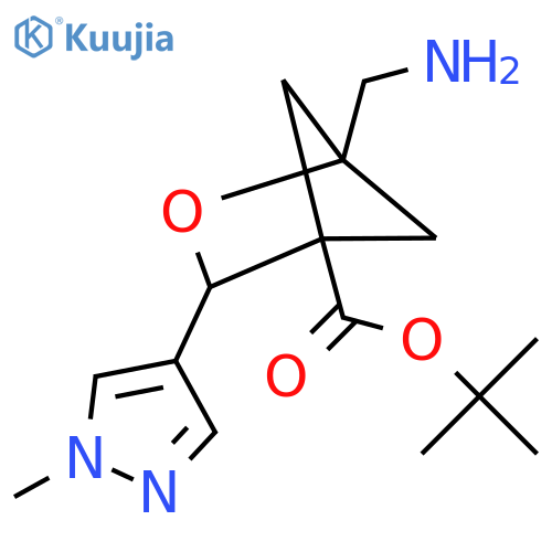tert-butyl 1-(aminomethyl)-3-(1-methyl-1H-pyrazol-4-yl)-2-oxabicyclo[2.1.1]hexane-4-carboxylate structure