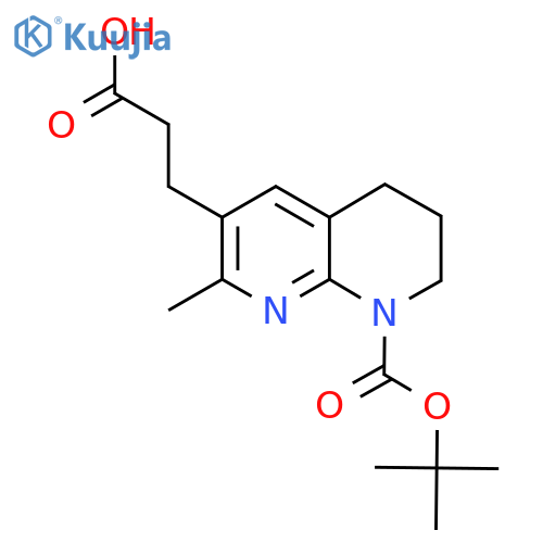 3-{8-(tert-butoxy)carbonyl-2-methyl-5,6,7,8-tetrahydro-1,8-naphthyridin-3-yl}propanoic acid structure