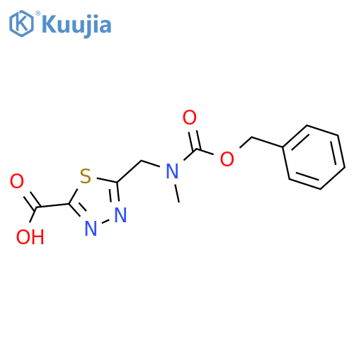 5-({(benzyloxy)carbonyl(methyl)amino}methyl)-1,3,4-thiadiazole-2-carboxylic acid structure