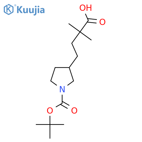 4-{1-(tert-butoxy)carbonylpyrrolidin-3-yl}-2,2-dimethylbutanoic acid structure