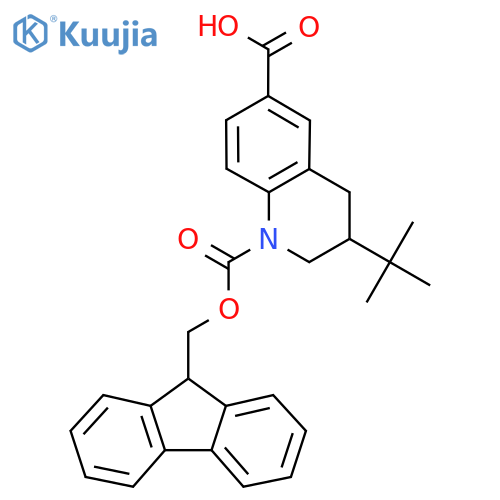 3-tert-butyl-1-{[(9H-fluoren-9-yl)methoxy]carbonyl}-1,2,3,4-tetrahydroquinoline-6-carboxylic acid structure