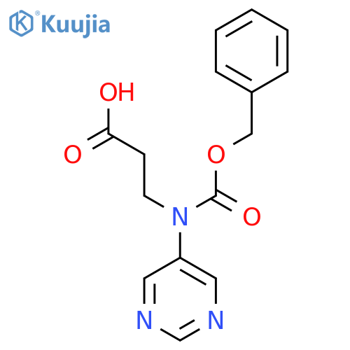3-{(benzyloxy)carbonyl(pyrimidin-5-yl)amino}propanoic acid structure