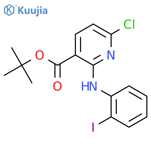 tert-butyl 6-chloro-2-(2-iodophenyl)aminopyridine-3-carboxylate structure