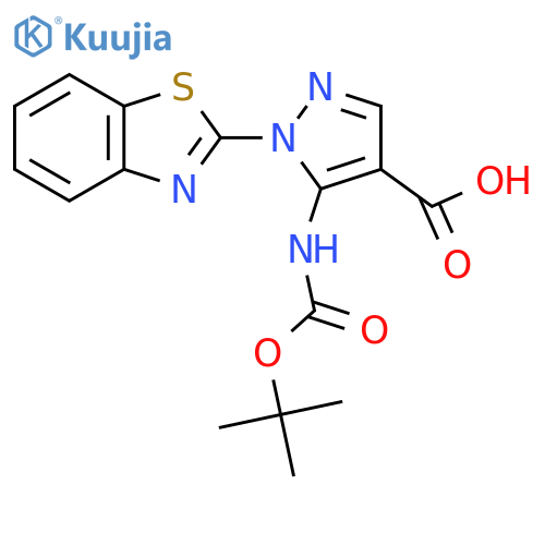 1-(1,3-benzothiazol-2-yl)-5-{(tert-butoxy)carbonylamino}-1H-pyrazole-4-carboxylic acid structure
