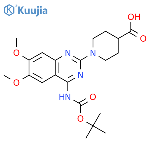 1-(4-{[(Tert-butoxy)carbonyl]amino}-6,7-dimethoxyquinazolin-2-yl)piperidine-4-carboxylic acid structure
