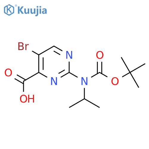 5-bromo-2-{(tert-butoxy)carbonyl(propan-2-yl)amino}pyrimidine-4-carboxylic acid structure