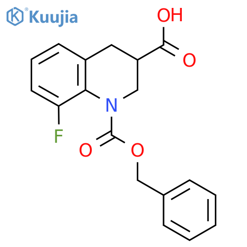 1-(benzyloxy)carbonyl-8-fluoro-1,2,3,4-tetrahydroquinoline-3-carboxylic acid structure