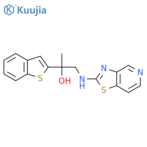 2-(1-Benzothiophen-2-yl)-1-({[1,3]thiazolo[4,5-c]pyridin-2-yl}amino)propan-2-ol structure