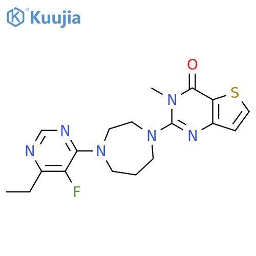 2-[4-(6-ethyl-5-fluoropyrimidin-4-yl)-1,4-diazepan-1-yl]-3-methyl-3H,4H-thieno[3,2-d]pyrimidin-4-one structure