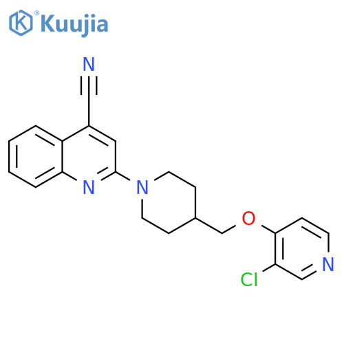 2-(4-{[(3-chloropyridin-4-yl)oxy]methyl}piperidin-1-yl)quinoline-4-carbonitrile structure