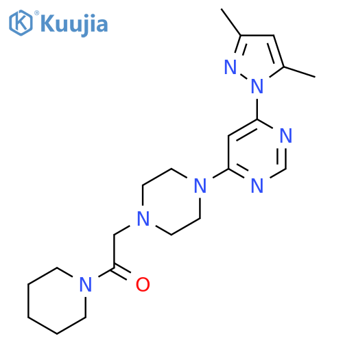 2-{4-[6-(3,5-dimethyl-1H-pyrazol-1-yl)pyrimidin-4-yl]piperazin-1-yl}-1-(piperidin-1-yl)ethan-1-one structure