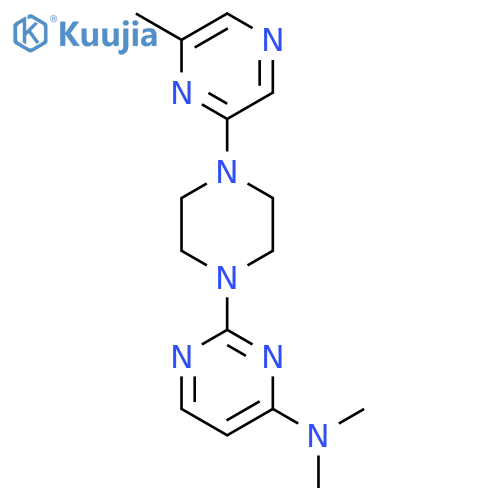 N,N-dimethyl-2-[4-(6-methylpyrazin-2-yl)piperazin-1-yl]pyrimidin-4-amine structure