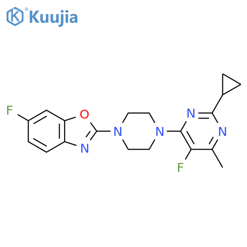 2-[4-(2-Cyclopropyl-5-fluoro-6-methylpyrimidin-4-yl)piperazin-1-yl]-6-fluoro-1,3-benzoxazole structure