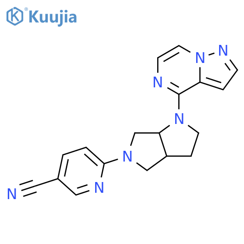 6-(1-{pyrazolo[1,5-a]pyrazin-4-yl}-octahydropyrrolo[2,3-c]pyrrol-5-yl)pyridine-3-carbonitrile structure