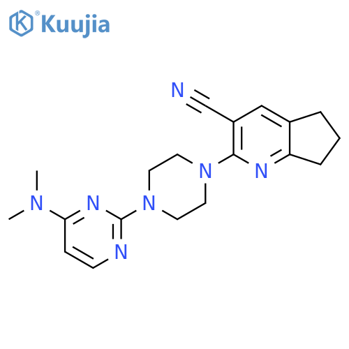 2-{4-[4-(dimethylamino)pyrimidin-2-yl]piperazin-1-yl}-5H,6H,7H-cyclopenta[b]pyridine-3-carbonitrile structure
