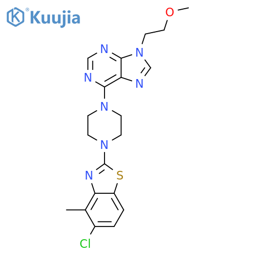 6-[4-(5-chloro-4-methyl-1,3-benzothiazol-2-yl)piperazin-1-yl]-9-(2-methoxyethyl)-9H-purine structure