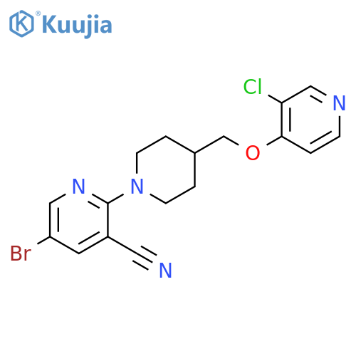 5-bromo-2-(4-{[(3-chloropyridin-4-yl)oxy]methyl}piperidin-1-yl)pyridine-3-carbonitrile structure