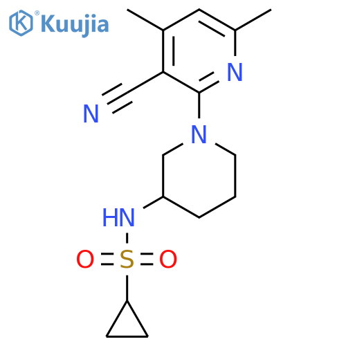 N-[1-(3-cyano-4,6-dimethylpyridin-2-yl)piperidin-3-yl]cyclopropanesulfonamide structure