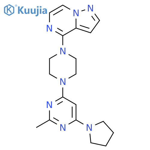 2-methyl-4-(4-{pyrazolo[1,5-a]pyrazin-4-yl}piperazin-1-yl)-6-(pyrrolidin-1-yl)pyrimidine structure