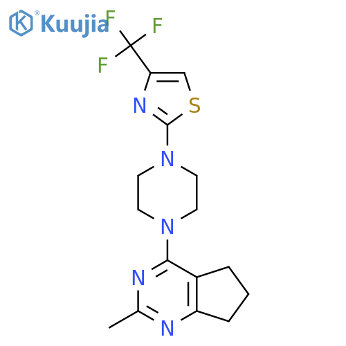 1-{2-methyl-5H,6H,7H-cyclopenta[d]pyrimidin-4-yl}-4-[4-(trifluoromethyl)-1,3-thiazol-2-yl]piperazine structure