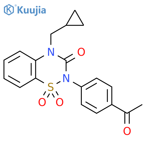 2-(4-acetylphenyl)-4-(cyclopropylmethyl)-3,4-dihydro-2H-1,2,4-benzothiadiazine-1,1,3-trione structure