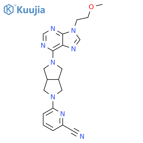 6-{5-[9-(2-methoxyethyl)-9H-purin-6-yl]-octahydropyrrolo[3,4-c]pyrrol-2-yl}pyridine-2-carbonitrile structure