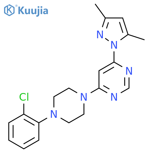 4-[4-(2-chlorophenyl)piperazin-1-yl]-6-(3,5-dimethyl-1H-pyrazol-1-yl)pyrimidine structure