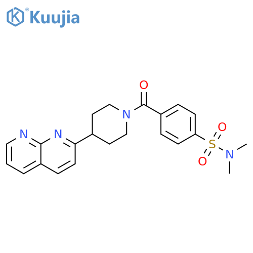N,N-dimethyl-4-[4-(1,8-naphthyridin-2-yl)piperidine-1-carbonyl]benzene-1-sulfonamide structure