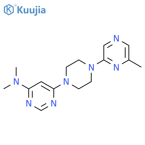 N,N-dimethyl-6-[4-(6-methylpyrazin-2-yl)piperazin-1-yl]pyrimidin-4-amine structure