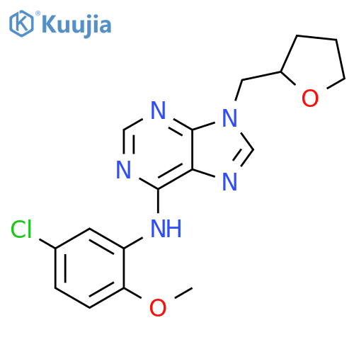 N-(5-chloro-2-methoxyphenyl)-9-[(oxolan-2-yl)methyl]-9H-purin-6-amine structure