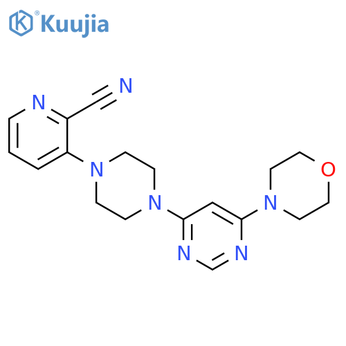 3-{4-[6-(morpholin-4-yl)pyrimidin-4-yl]piperazin-1-yl}pyridine-2-carbonitrile structure