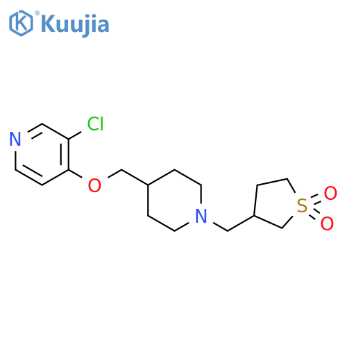 3-[(4-{[(3-chloropyridin-4-yl)oxy]methyl}piperidin-1-yl)methyl]-1lambda6-thiolane-1,1-dione structure
