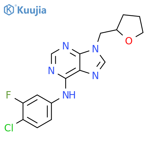 N-(4-chloro-3-fluorophenyl)-9-[(oxolan-2-yl)methyl]-9H-purin-6-amine structure