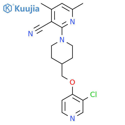 2-(4-{[(3-Chloropyridin-4-yl)oxy]methyl}piperidin-1-yl)-4,6-dimethylpyridine-3-carbonitrile structure