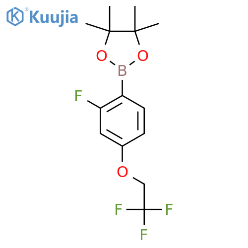 2-2-fluoro-4-(2,2,2-trifluoroethoxy)phenyl-4,4,5,5-tetramethyl-1,3,2-dioxaborolane structure